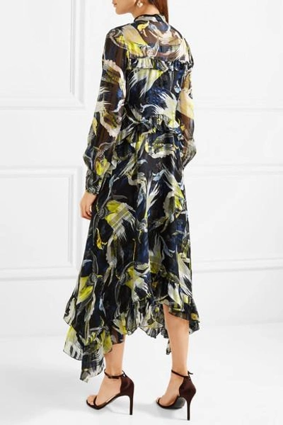 Shop Erdem Niamh Ruffled Printed Silk-chiffon Midi Dress