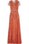 JENNY PACKHAM EMBELLISHED LEAVERS LACE GOWN