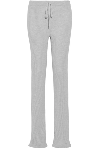 Shop Marques' Almeida Ribbed Merino Wool Slim-leg Pants In Light Gray