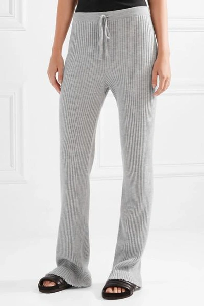 Shop Marques' Almeida Ribbed Merino Wool Slim-leg Pants In Light Gray