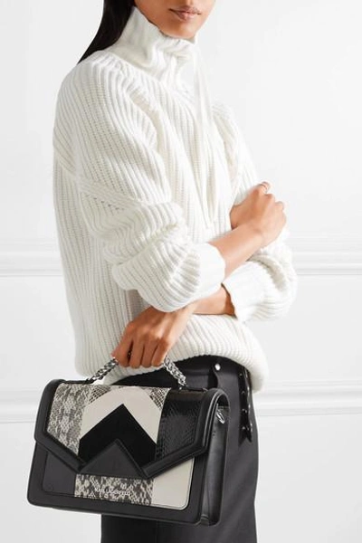 Shop Karl Lagerfeld K/klassic Elaphe, Suede And Leather Shoulder Bag