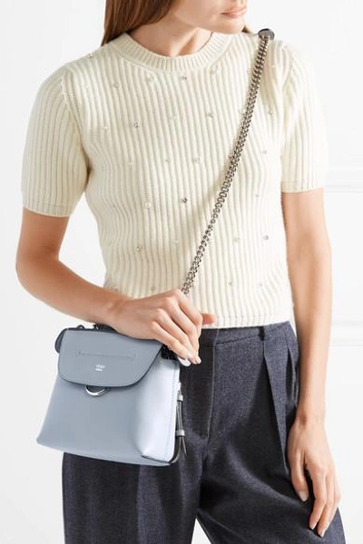 Shop Fendi Back To School Mini Leather Backpack In Gray