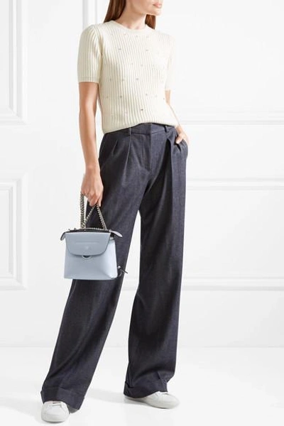 Shop Fendi Back To School Mini Leather Backpack In Gray