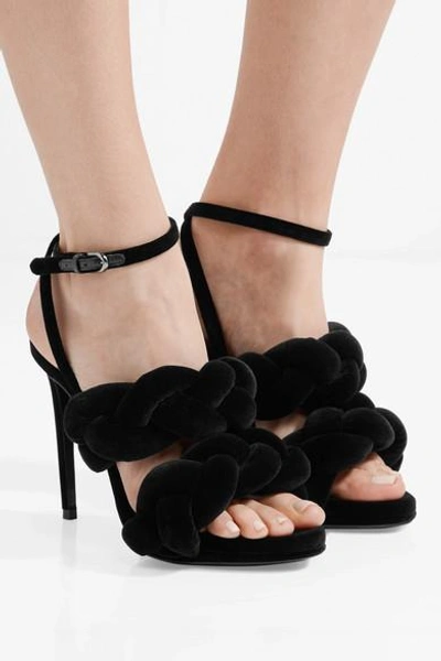 Shop Marco De Vincenzo Braided Velvet Sandals In Black