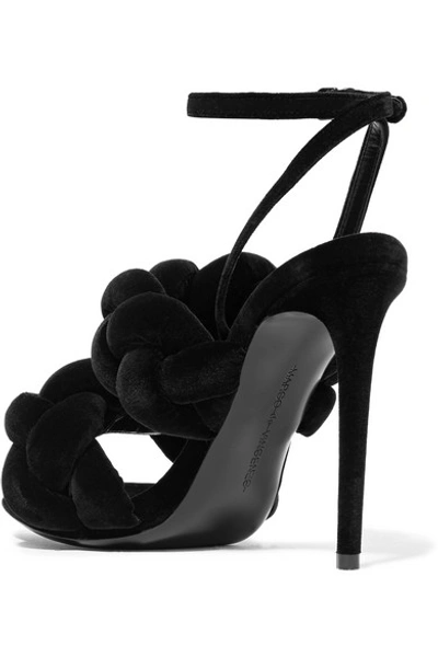 Shop Marco De Vincenzo Braided Velvet Sandals In Black