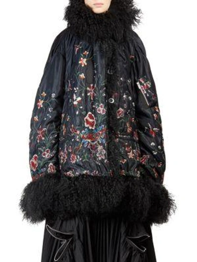 Shop Sacai Wool & Alpaca Fur Jacket In Black