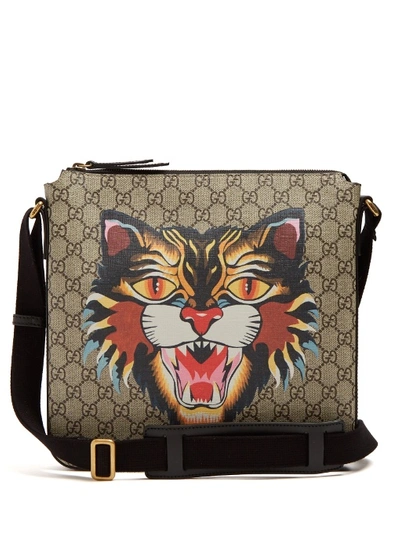 Angry Cat Gg Supreme Messenger Bag In Tonal-brown |