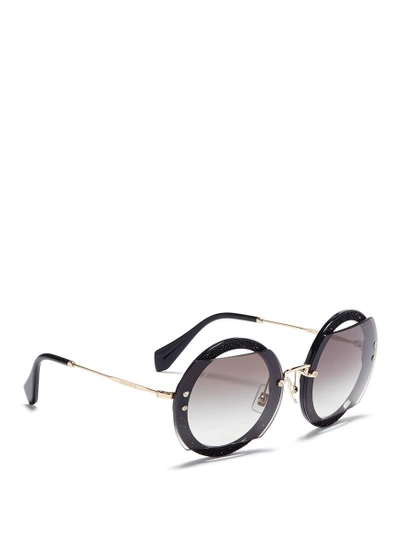 Shop Miu Miu Mounted Lens Round Sunglasses