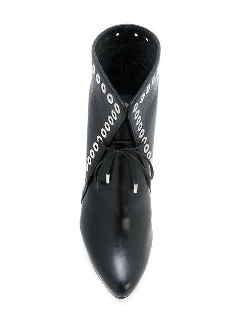 Alexander Mcqueen Eyelet-embellished Leather Platform Ankle Boots In ...