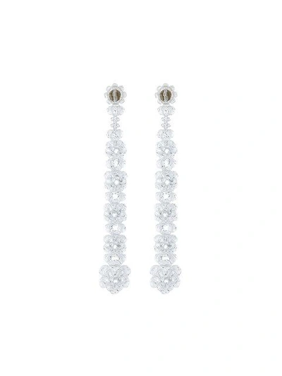 Shop Simone Rocha Flower Long Drop Earrings - White