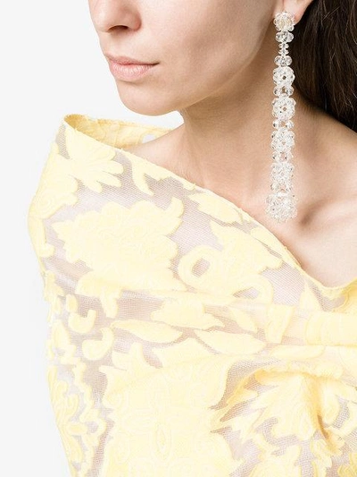 Shop Simone Rocha Flower Long Drop Earrings - White