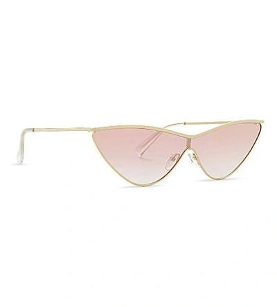 Shop Le Specs The Fugitive Cat Eye-frame Sunglasses In Bright Gold