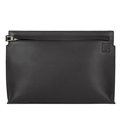 Loewe Large Leather T Pouch In Black
