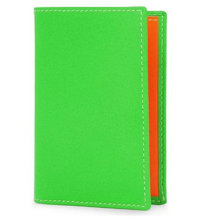 Shop Comme Des Garçons Super Flourescent Leather Card Holder In Green