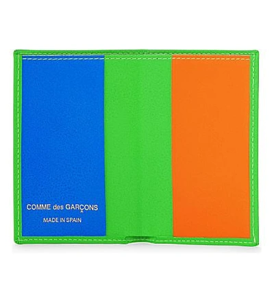 Shop Comme Des Garçons Super Flourescent Leather Card Holder In Green