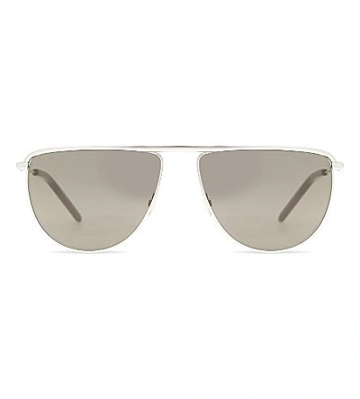 Shop Saint Laurent Sl96 Aviator Sunglasses In Silver