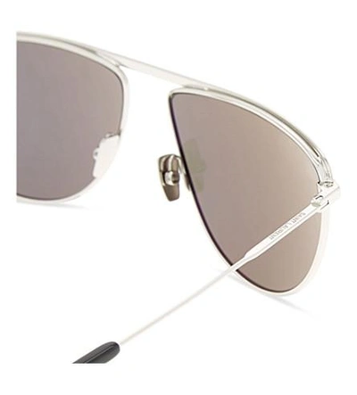 Shop Saint Laurent Sl96 Aviator Sunglasses In Silver
