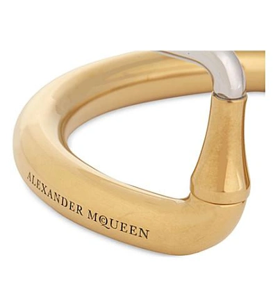 Shop Alexander Mcqueen Double Tiered Polished Metal Cuff In 0446+0448