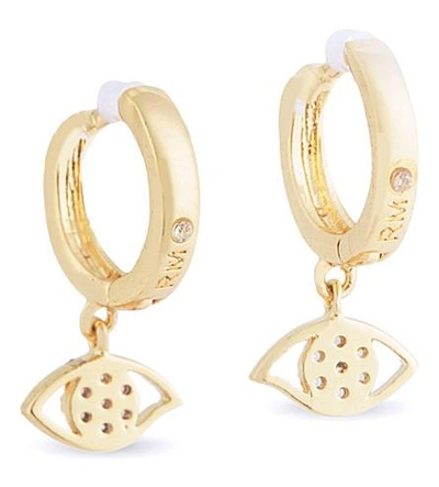 Shop Rebecca Minkoff Evil Eye Huggie Hoop Earrings In Gold/crystal