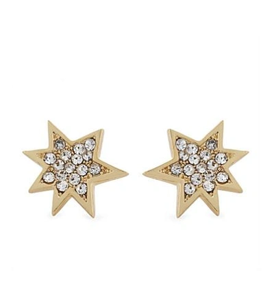 Shop Rebecca Minkoff Pow Stud Earrings In Gold/crystal