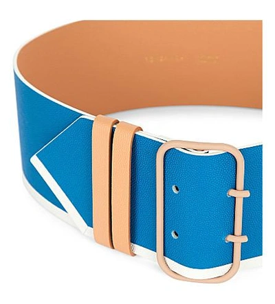 Shop Roksanda Wide Grained-leather Belt In Aqua