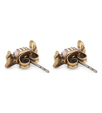 Shop Marc Jacobs Striped Candy Stud Earrings In Antique Gold