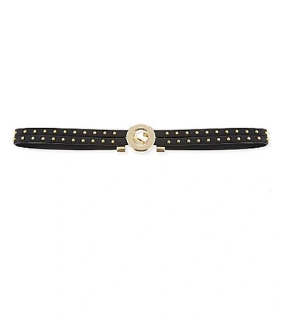 Shop Rebecca Minkoff Studded Leather Choker In Gold/black