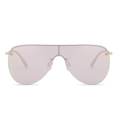 Shop Le Specs The King Aviator Sunglasses In Rose Gold