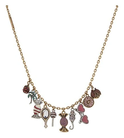 Shop Marc Jacobs Poolside Charm Necklace In Antique Gold