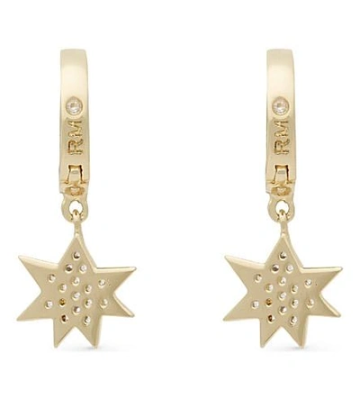 Shop Rebecca Minkoff Pow Huggie Hoop Earrings In Gold/crystal