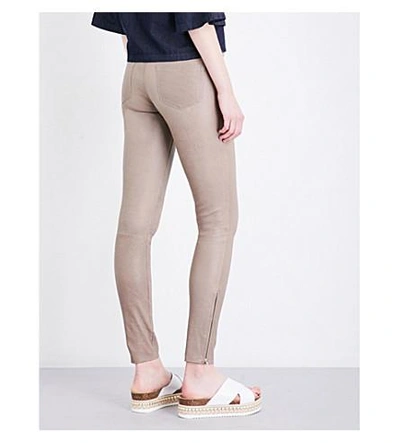 Shop J Brand Super-skinny Mid-rise Leather Jeans In Leaden