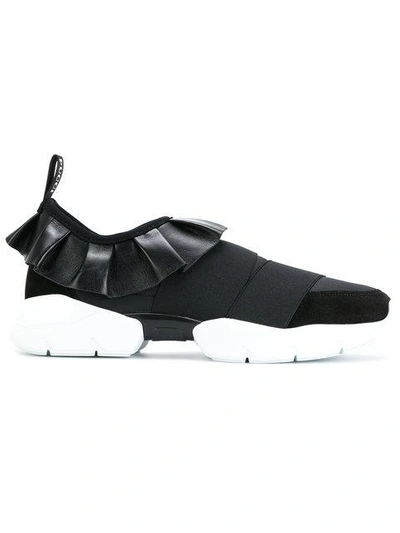 Emilio Pucci Ruffled Slip-on Sneakers In Black | ModeSens