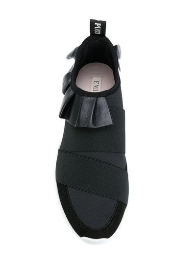 Shop Emilio Pucci Ruffled Slip-on Sneakers In Black