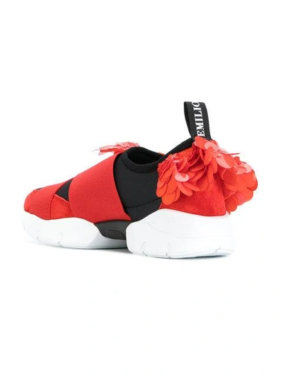 Shop Emilio Pucci Sequin Slip-on Sneakers - Red