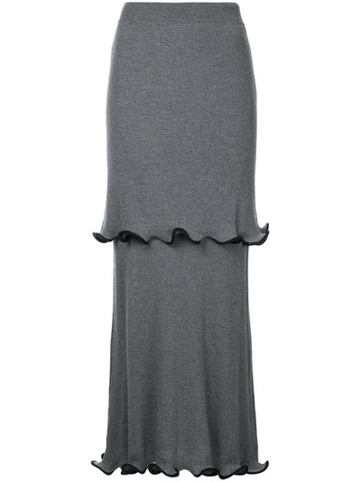 Stella Mccartney Tiered Ruffle Knit Skirt In Grey