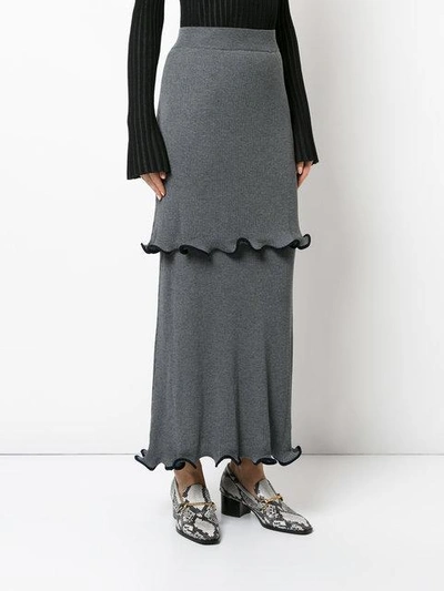 Shop Stella Mccartney Ruffled Midi Skirt In Grey