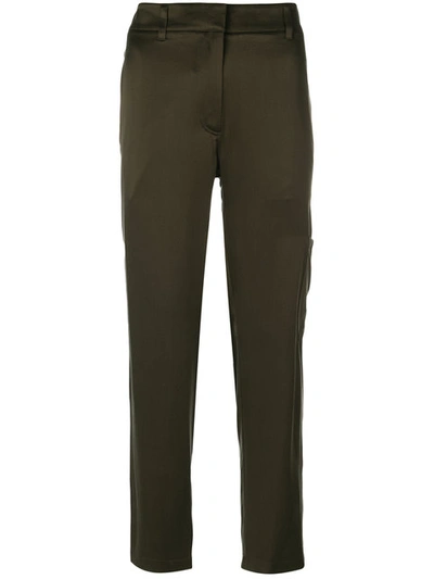 Theory Cropped Straight Trousers In Green