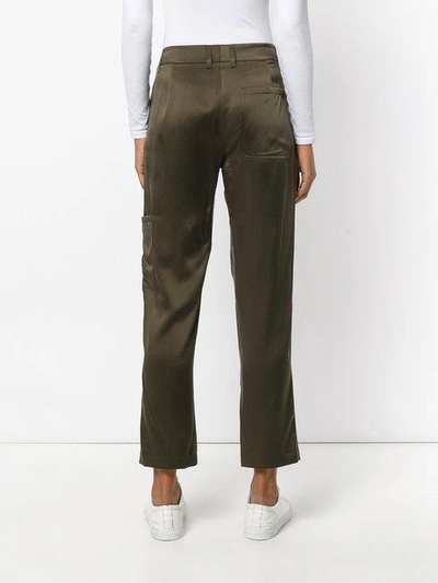 Shop Theory Cropped Straight Trousers In Green
