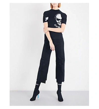 Shop Vetements Emo Graphic-print Stretch-jersey T-shirt In Black