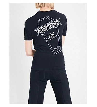 Shop Vetements Emo Graphic-print Stretch-jersey T-shirt In Black