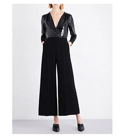 Shop Stella Mccartney Rosie Sequin And Silk Jumpsuit In Black