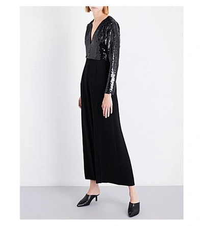 Shop Stella Mccartney Rosie Sequin And Silk Jumpsuit In Black