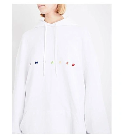 Shop Vetements Sweater Logo-embroidered Jersey Hoody In White