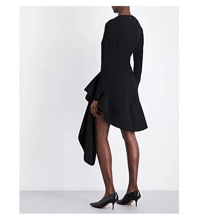 Shop Antonio Berardi Asymmetric Ruffled Woven Dress In Nero