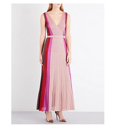 Shop Missoni Sleeveless Metallic-knit Maxi Dress In Pink