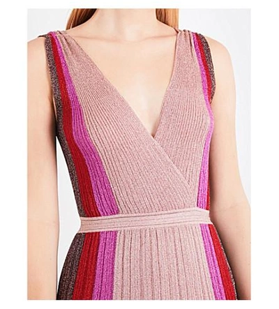 Shop Missoni Sleeveless Metallic-knit Maxi Dress In Pink