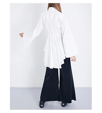 Shop Miharayasuhiro Pleated-back Cotton-poplin Shirt In White