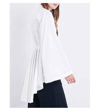 Shop Miharayasuhiro Pleated-back Cotton-poplin Shirt In White