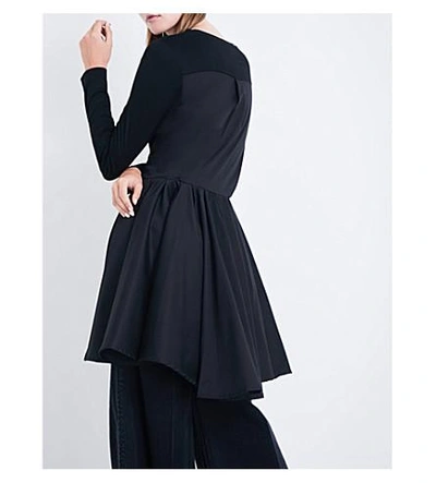 Shop Miharayasuhiro Pleated-back Jersey And Poplin Shirt In Black