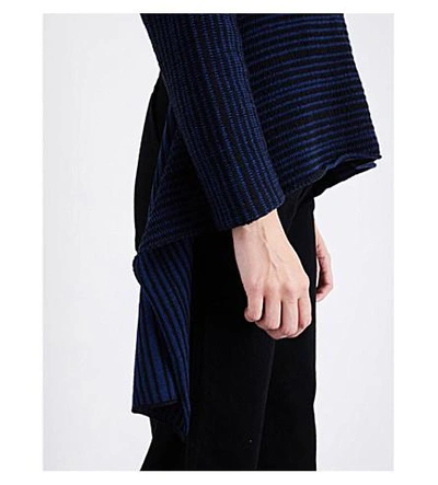 Shop Eckhaus Latta Striped Wool-blend Sweater In Navy